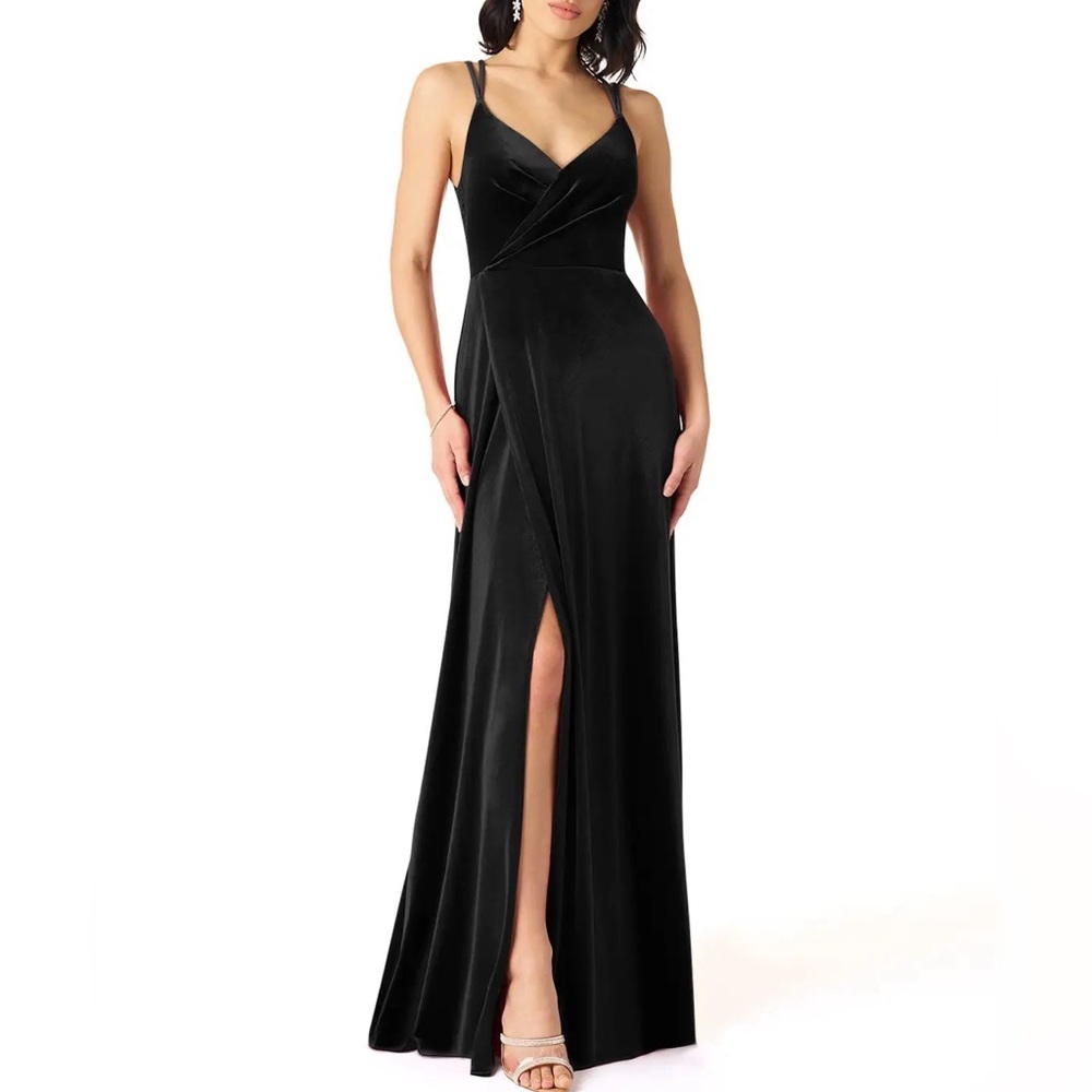 NWT Azazie Black A-Line Lace Velvet Cocktail Dress 🔻
